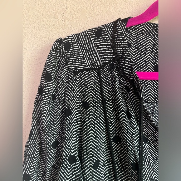 Anthropologie Maeve Galen Black & White Polka Dot Boho Striped Dress L - Picture 3 of 12